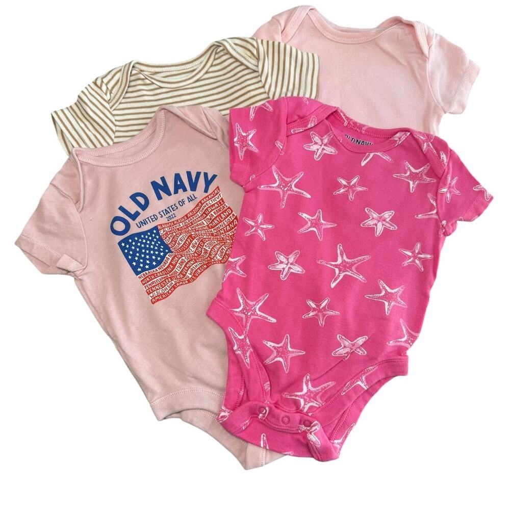 Old Navy Bodysuit Bundle Baby Girl Starfish Pink 3-6 Months